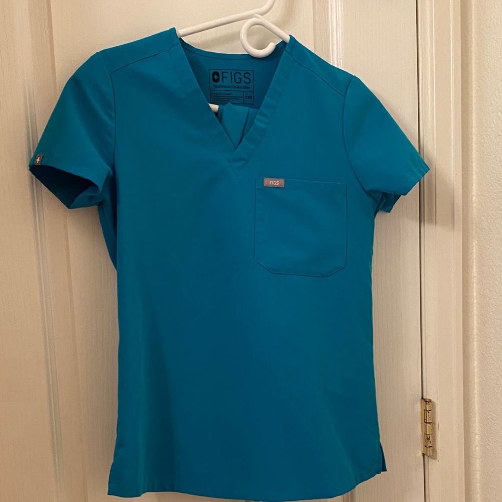 Figs Ocean Blue V-Neck Scrub Top